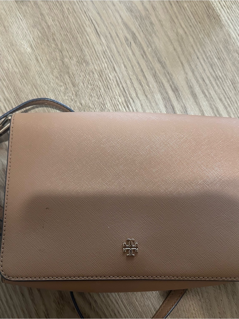 Tory Burch Pink-Tan Crossbody with Gold Logo